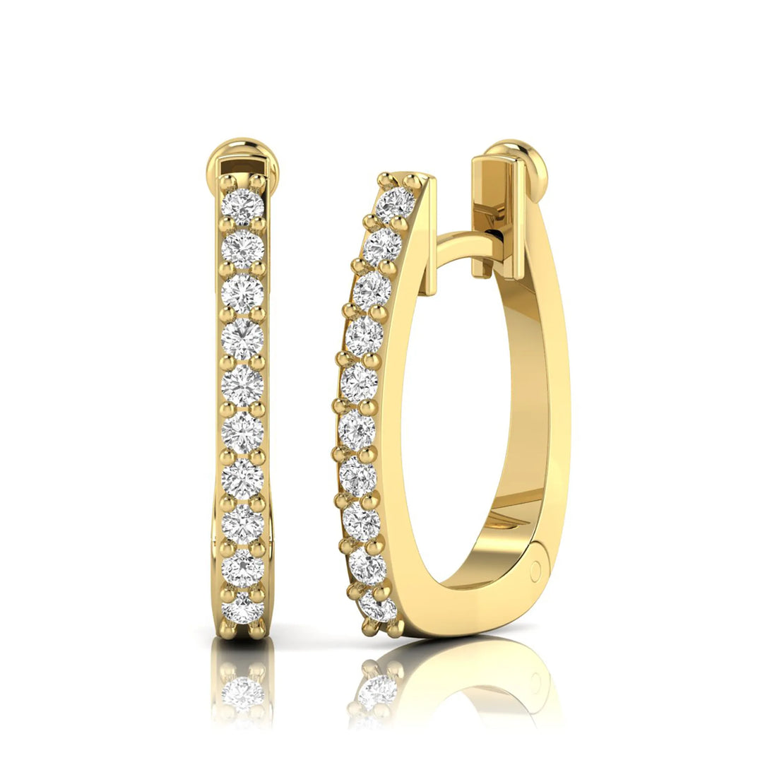 OctaPearl Round Lab Grown Diamond Square Huggie Hoop Earrings