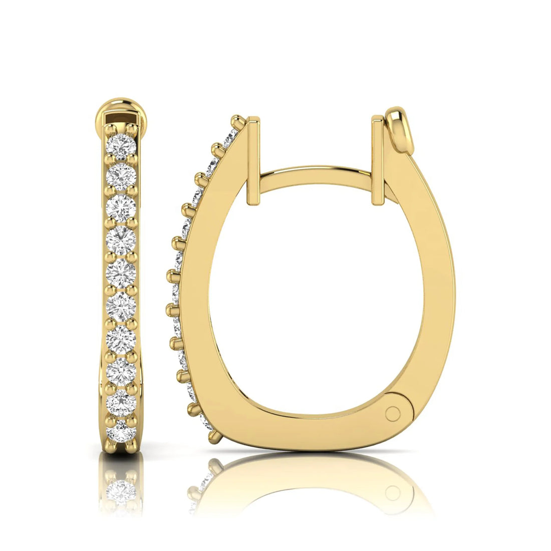 OctaPearl Round Lab Grown Diamond Square Huggie Hoop Earrings