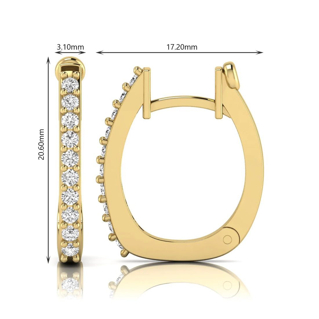 OctaPearl Round Lab Grown Diamond Square Huggie Hoop Earrings