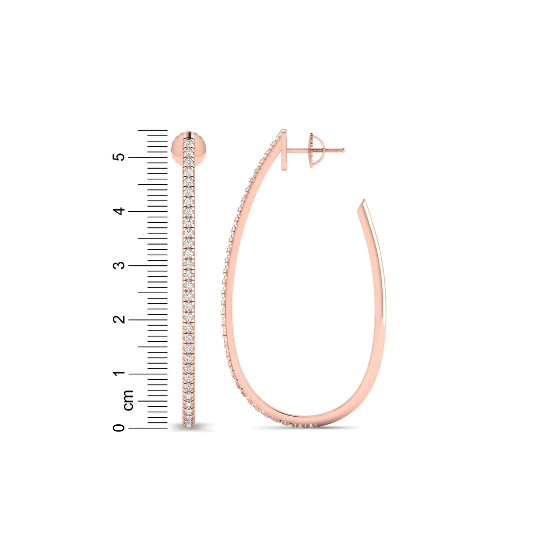 OctaPearl Round Lab Grown Diamond Teardrop Hoop Earrings
