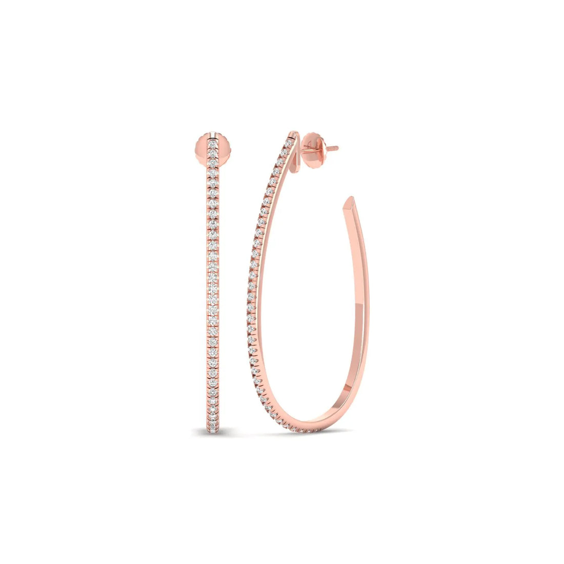 OctaPearl Round Lab Grown Diamond Teardrop Hoop Earrings
