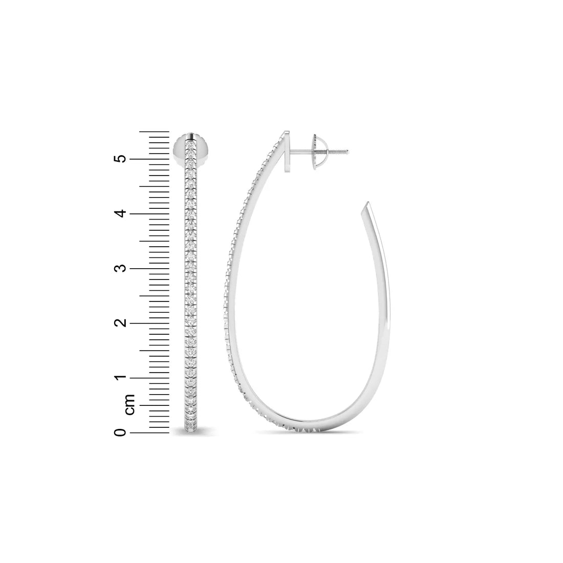 OctaPearl Round Lab Grown Diamond Teardrop Hoop Earrings
