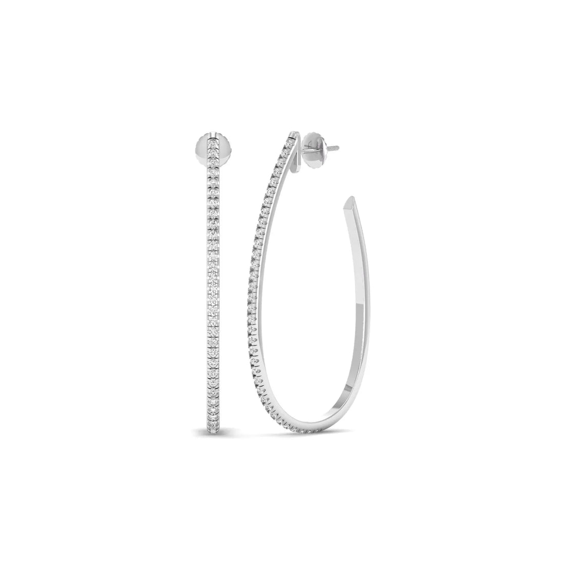OctaPearl Round Lab Grown Diamond Teardrop Hoop Earrings