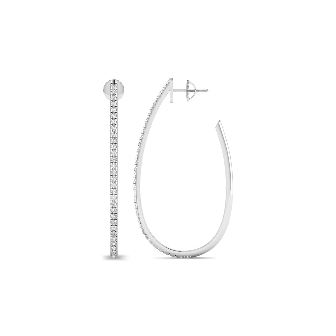 OctaPearl Round Lab Grown Diamond Teardrop Hoop Earrings