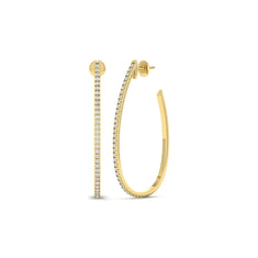 OctaPearl Round Lab Grown Diamond Teardrop Hoop Earrings