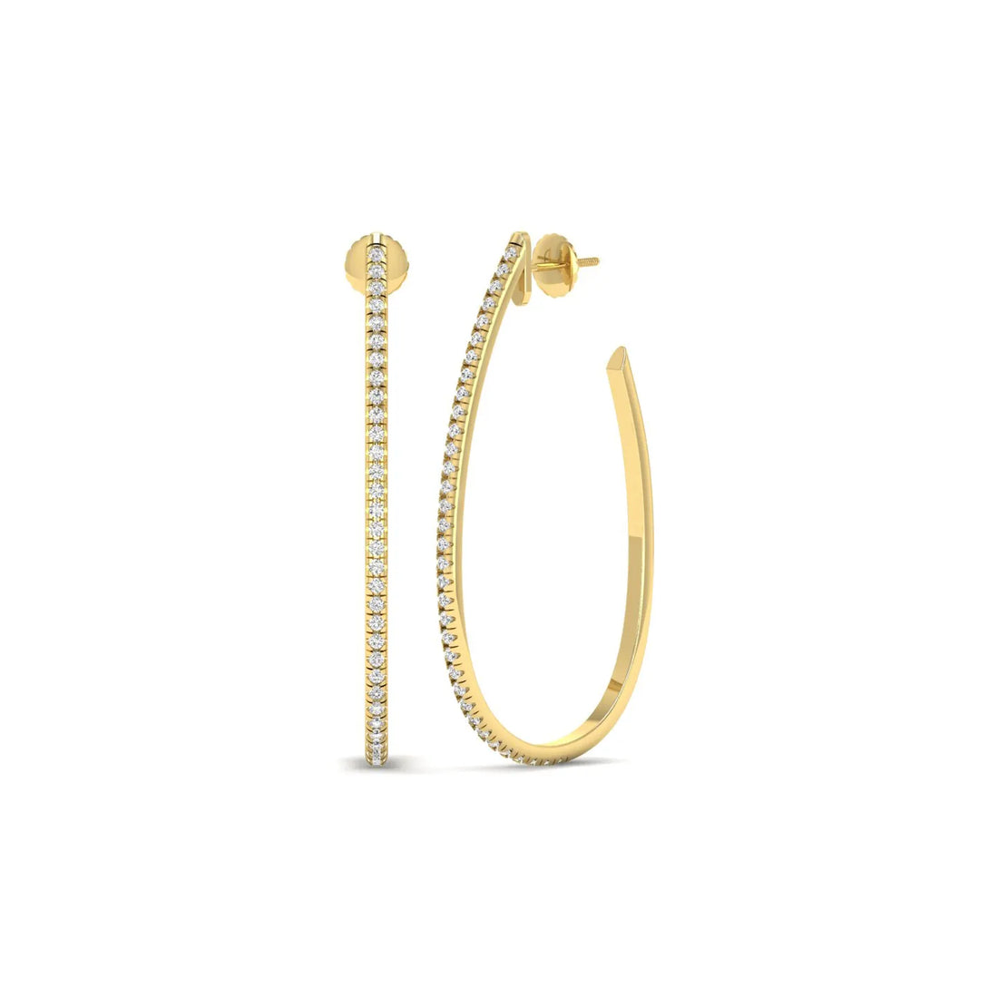 OctaPearl Round Lab Grown Diamond Teardrop Hoop Earrings