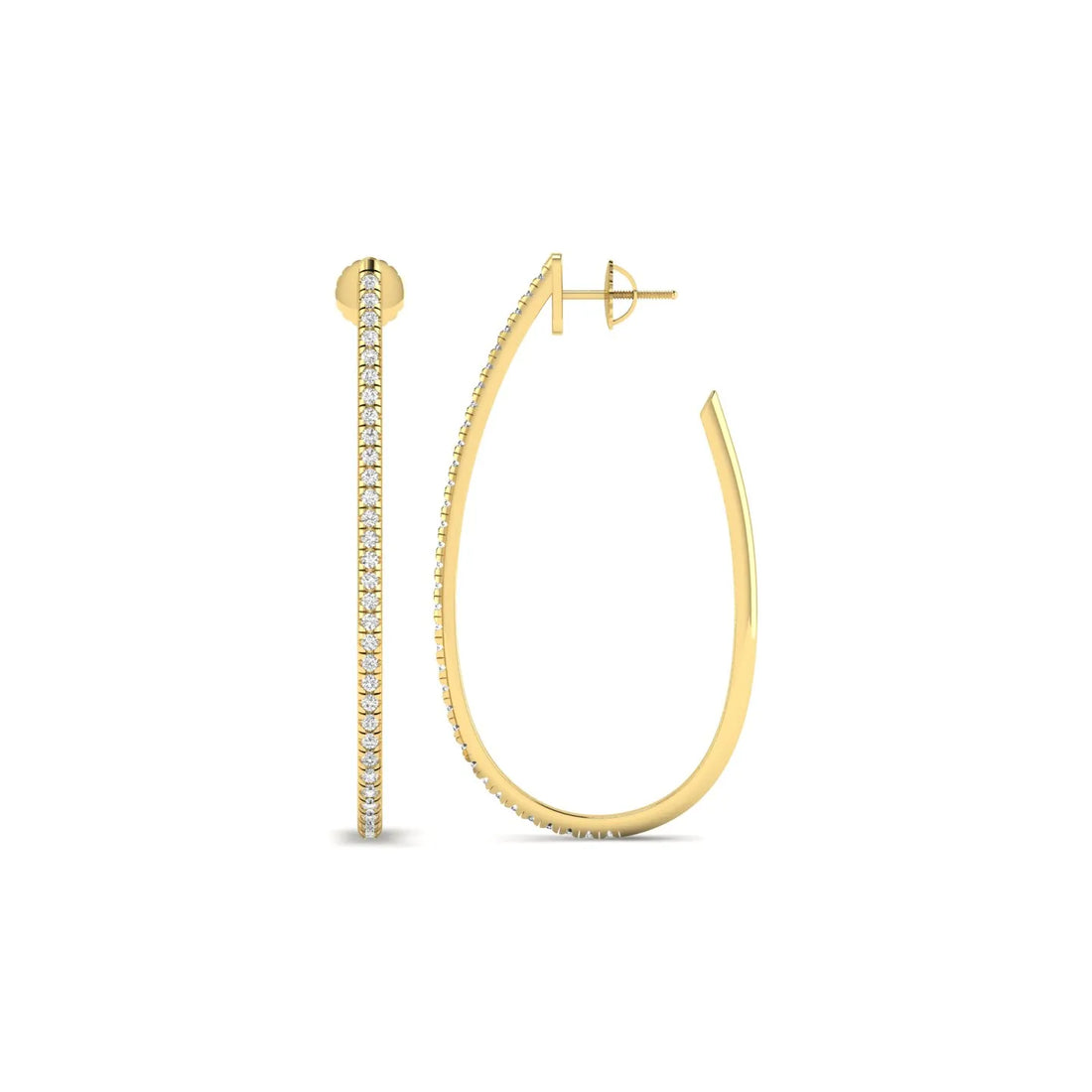 OctaPearl Round Lab Grown Diamond Teardrop Hoop Earrings