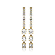 OctaPearl Round Lab Grown Diamond Three-Stone Drop Hoop Earrings - alternate view
