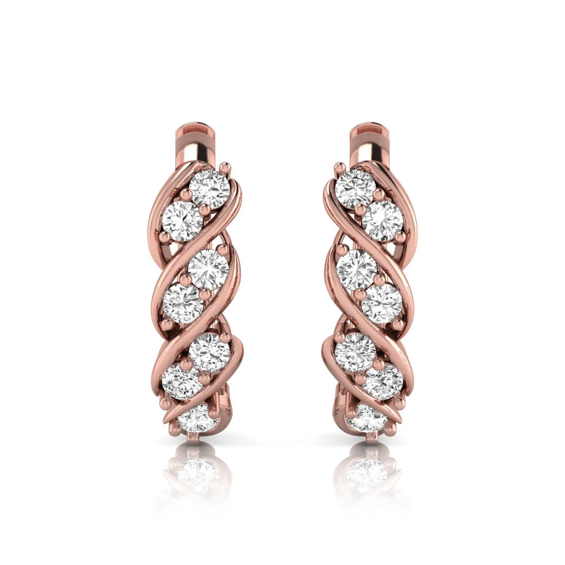 OctaPearl Round Diamond Twisted Hoop Earrings