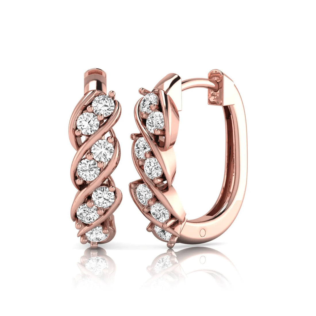 OctaPearl Round Diamond Twisted Hoop Earrings