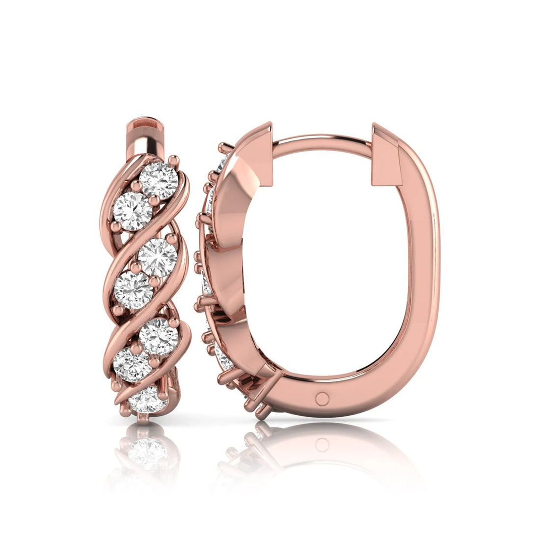 OctaPearl Round Diamond Twisted Hoop Earrings