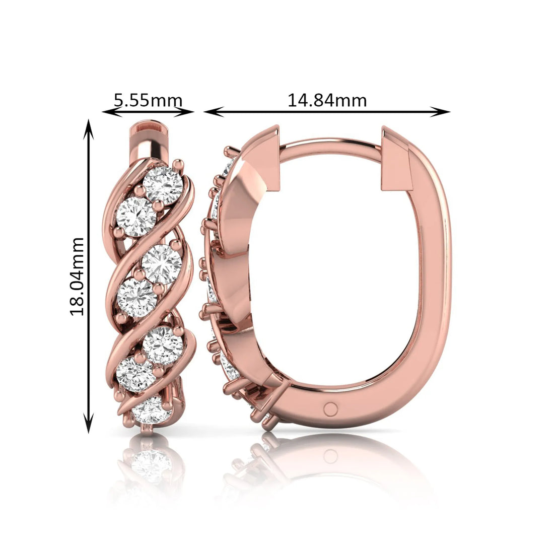 OctaPearl Round Diamond Twisted Hoop Earrings