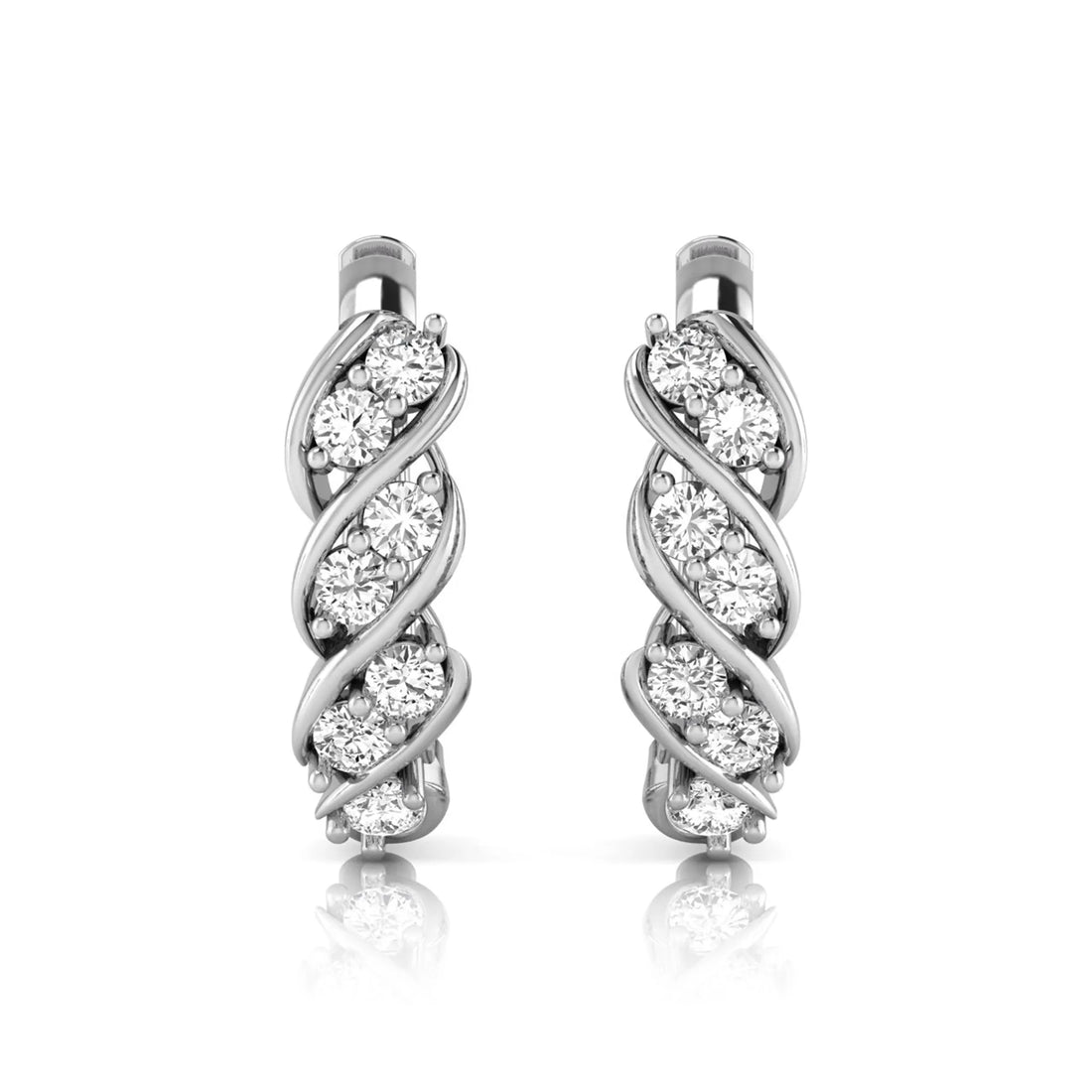 OctaPearl Round Diamond Twisted Hoop Earrings