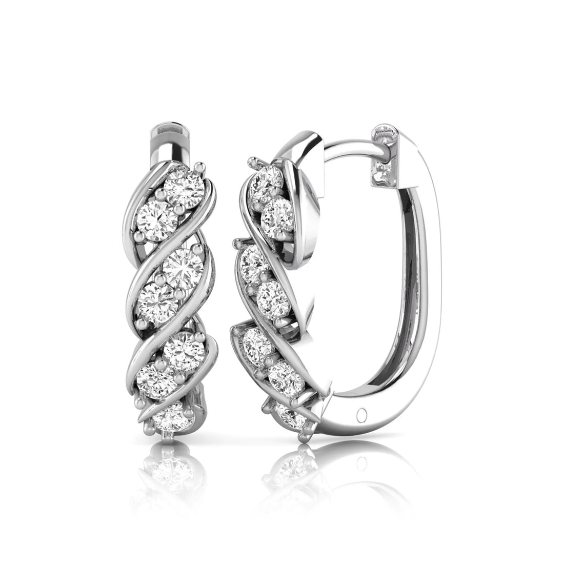 OctaPearl Round Diamond Twisted Hoop Earrings