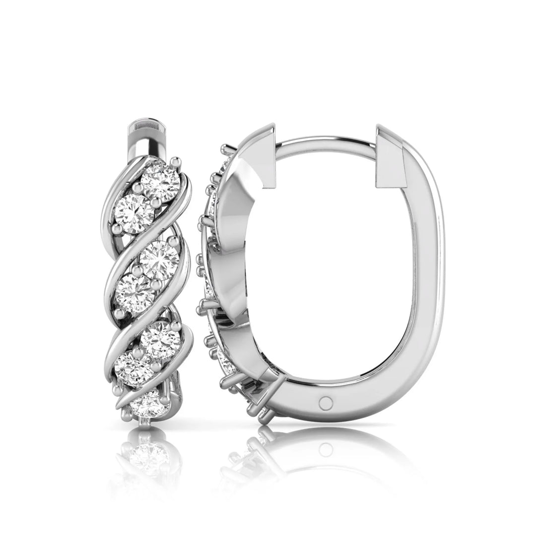 OctaPearl Round Diamond Twisted Hoop Earrings