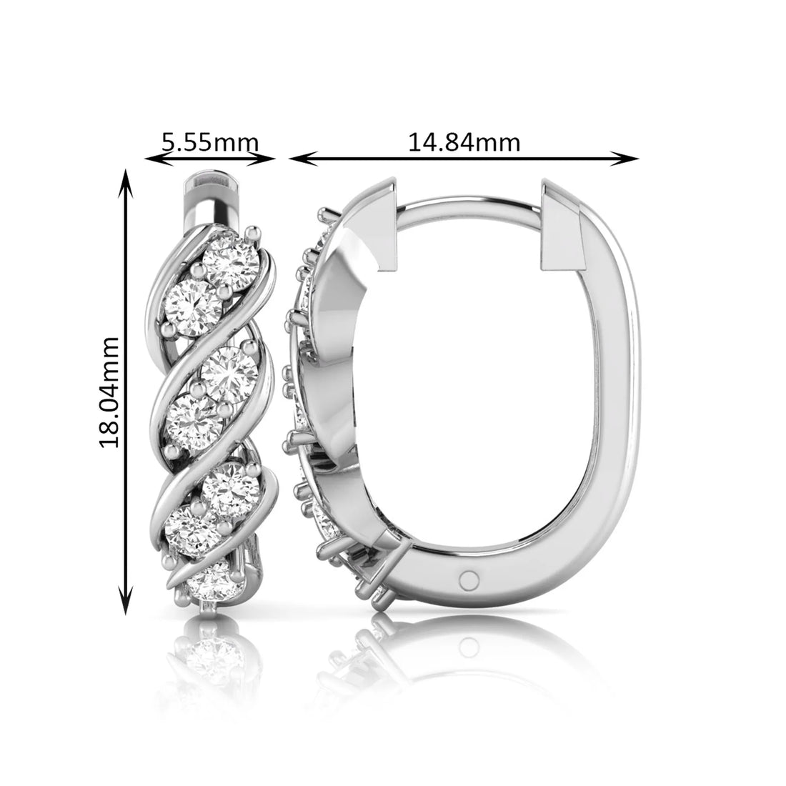 OctaPearl Round Diamond Twisted Hoop Earrings