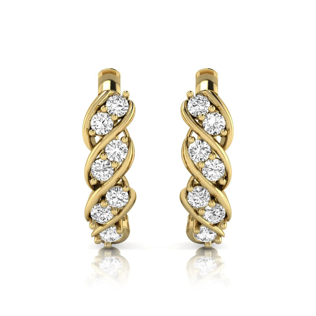 OctaPearl Round Diamond Twisted Hoop Earrings