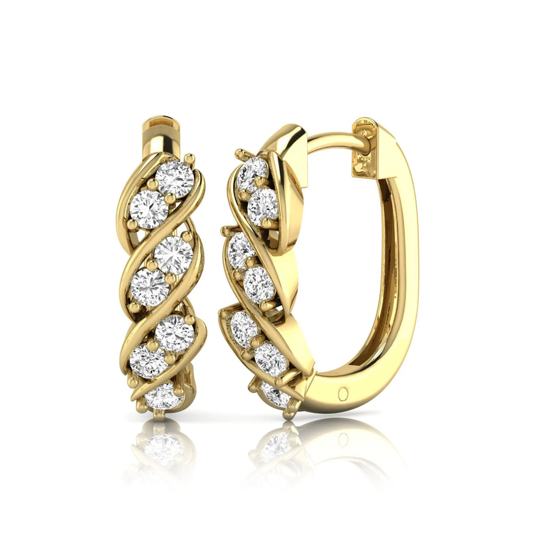OctaPearl Round Diamond Twisted Hoop Earrings