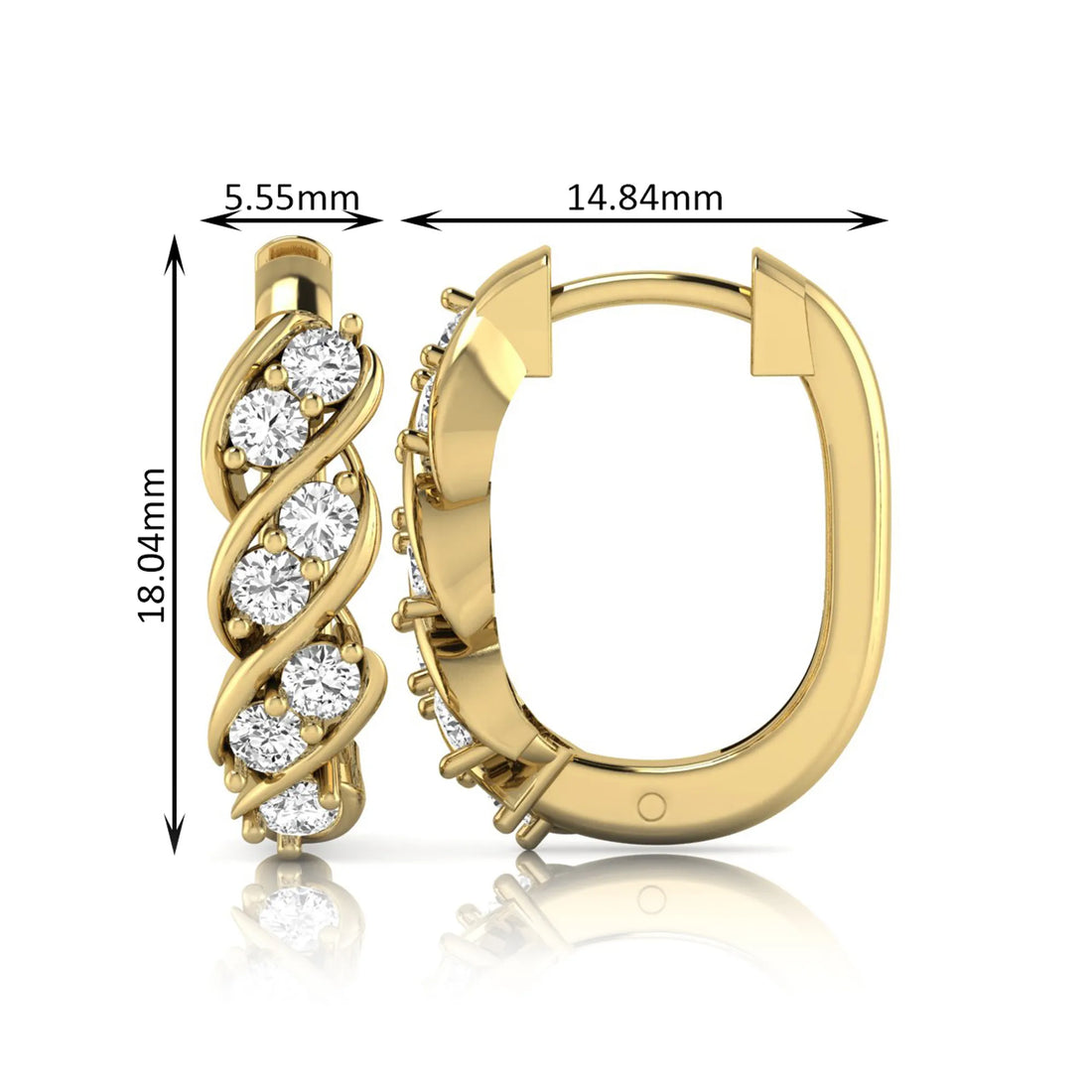 OctaPearl Round Diamond Twisted Hoop Earrings