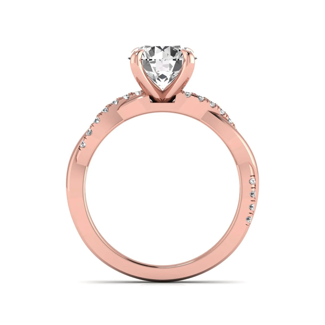 OctaPearl 2 ct Round Cut Lab Grown Diamond Twisted Pavé Engagement Ring