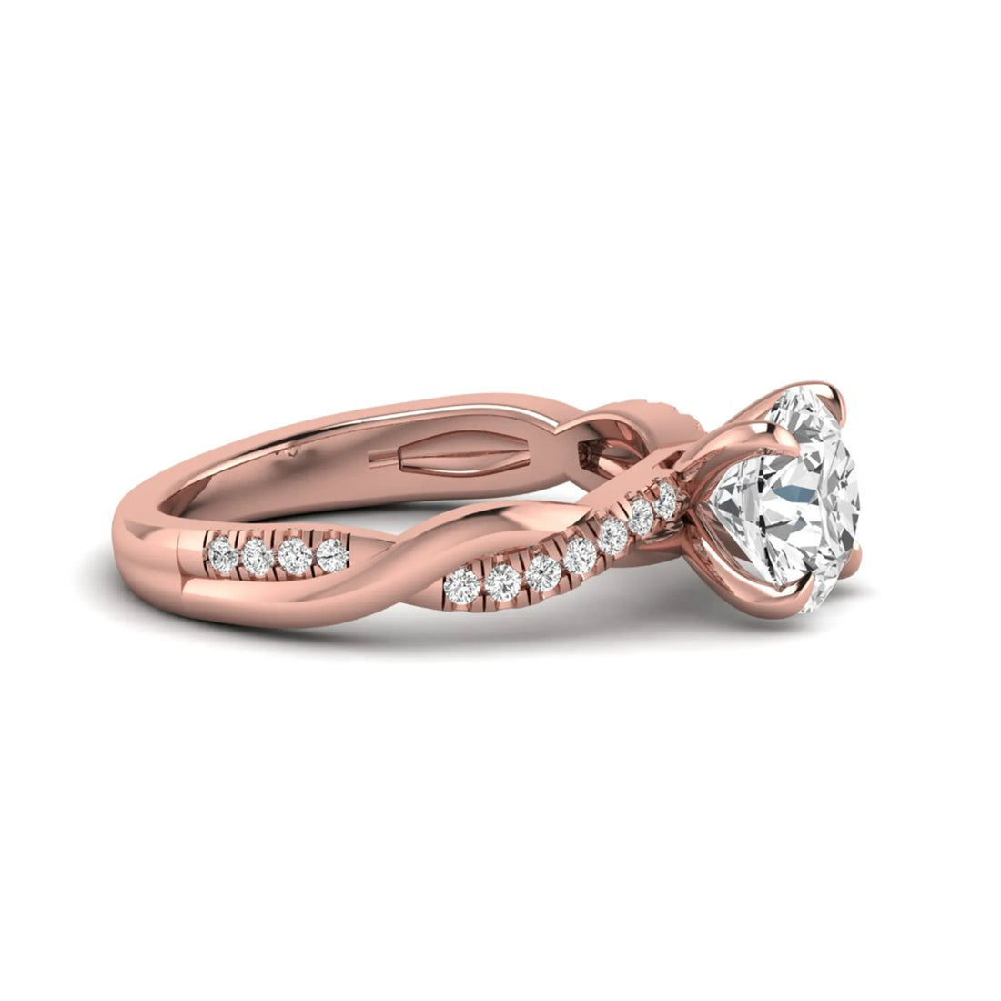 OctaPearl 2 ct Round Cut Lab Grown Diamond Twisted Pavé Engagement Ring