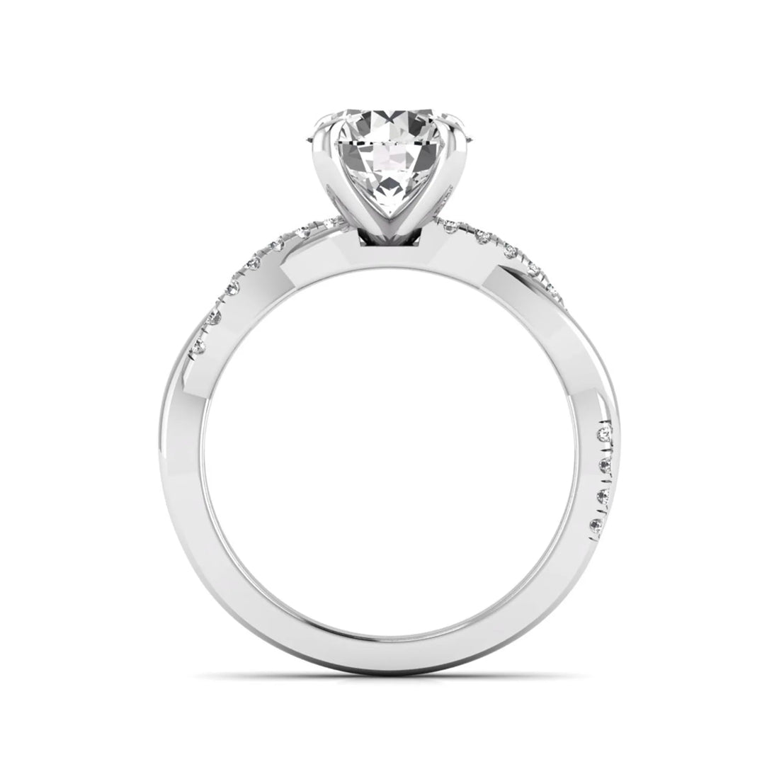 OctaPearl 2 ct Round Cut Lab Grown Diamond Twisted Pavé Engagement Ring