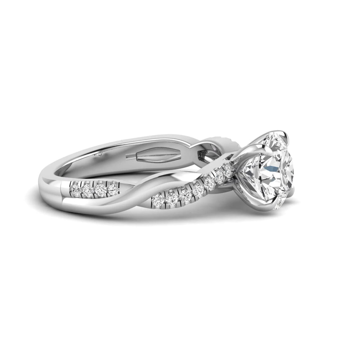 OctaPearl 2 ct Round Cut Lab Grown Diamond Twisted Pavé Engagement Ring