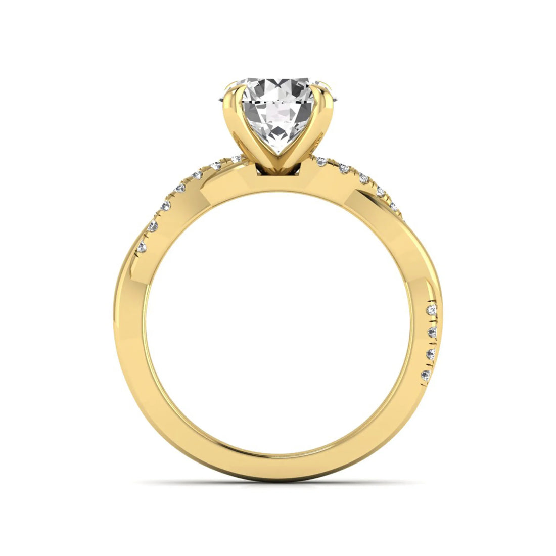 OctaPearl 2 ct Round Cut Lab Grown Diamond Twisted Pavé Engagement Ring