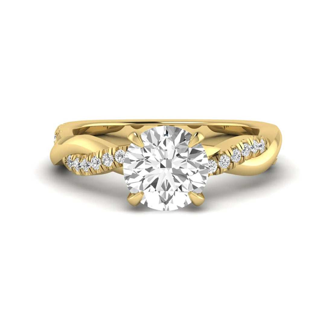 OctaPearl 2 ct Round Cut Lab Grown Diamond Twisted Pavé Engagement Ring