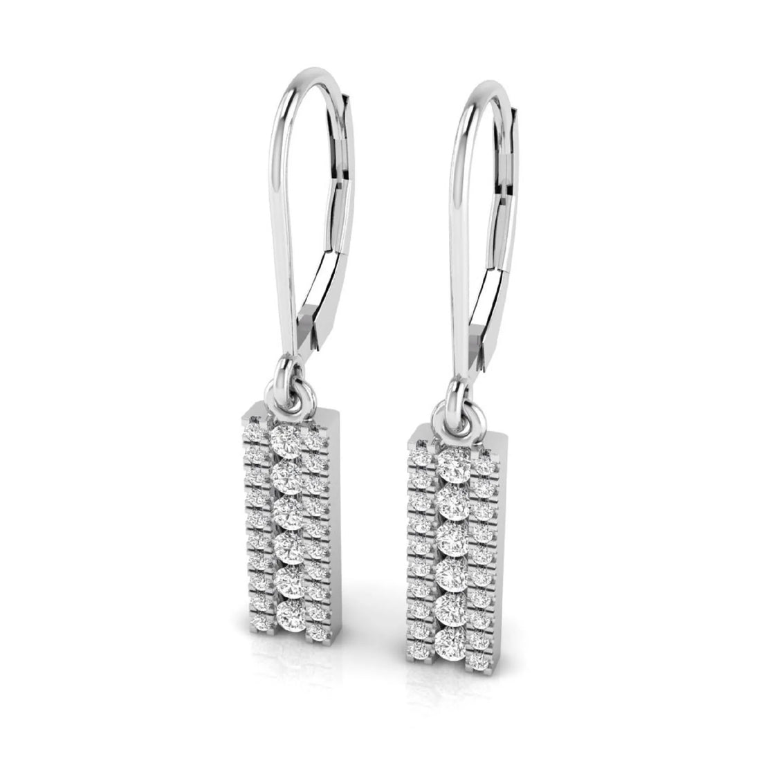 OctaPearl Round Lab Grown Diamond Vertical Bar Drop Earrings