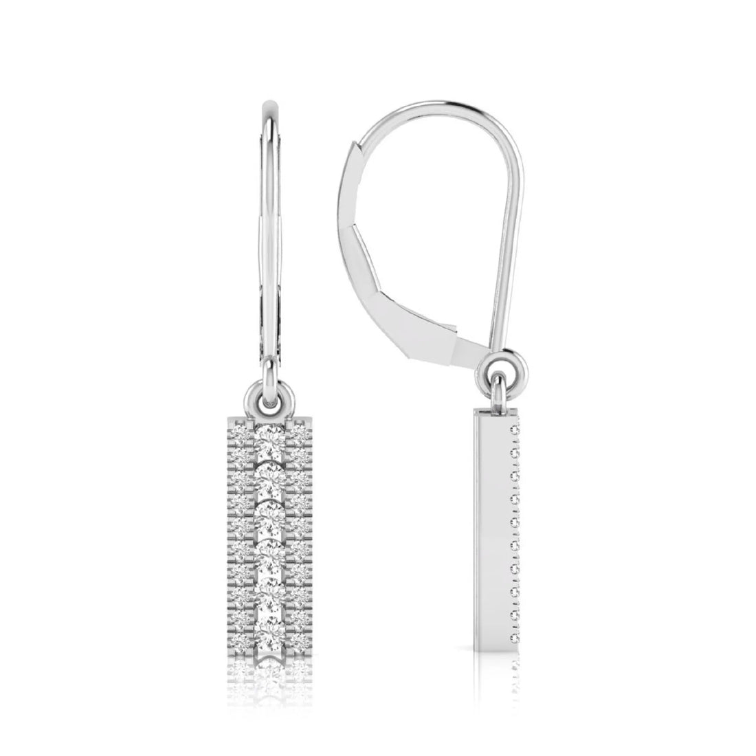 OctaPearl Round Lab Grown Diamond Vertical Bar Drop Earrings