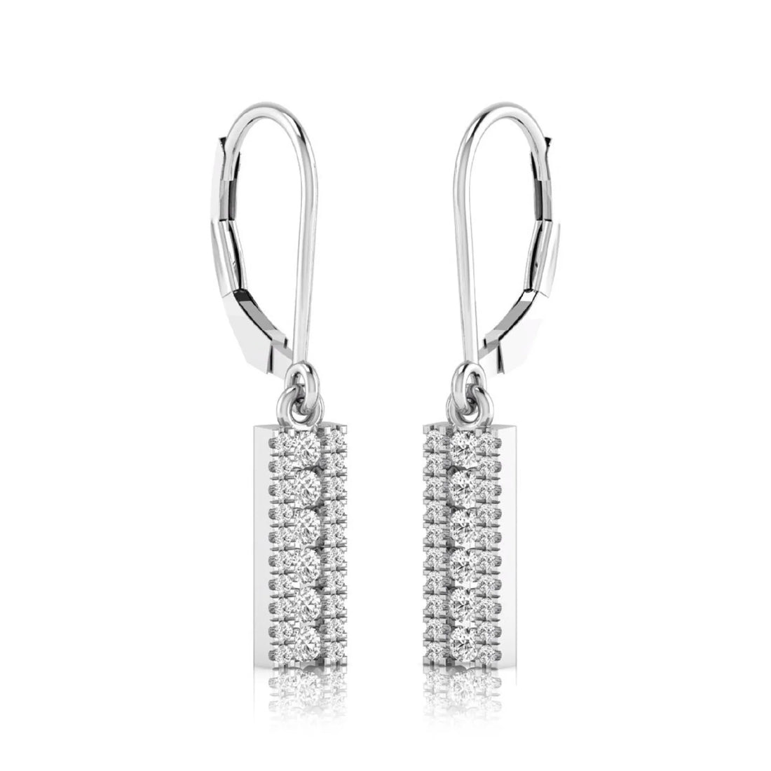OctaPearl Round Lab Grown Diamond Vertical Bar Drop Earrings