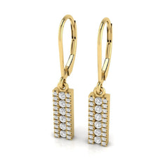 OctaPearl Round Lab Grown Diamond Vertical Bar Drop Earrings