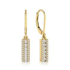 OctaPearl Round Lab Grown Diamond Vertical Bar Drop Earrings - alternate view