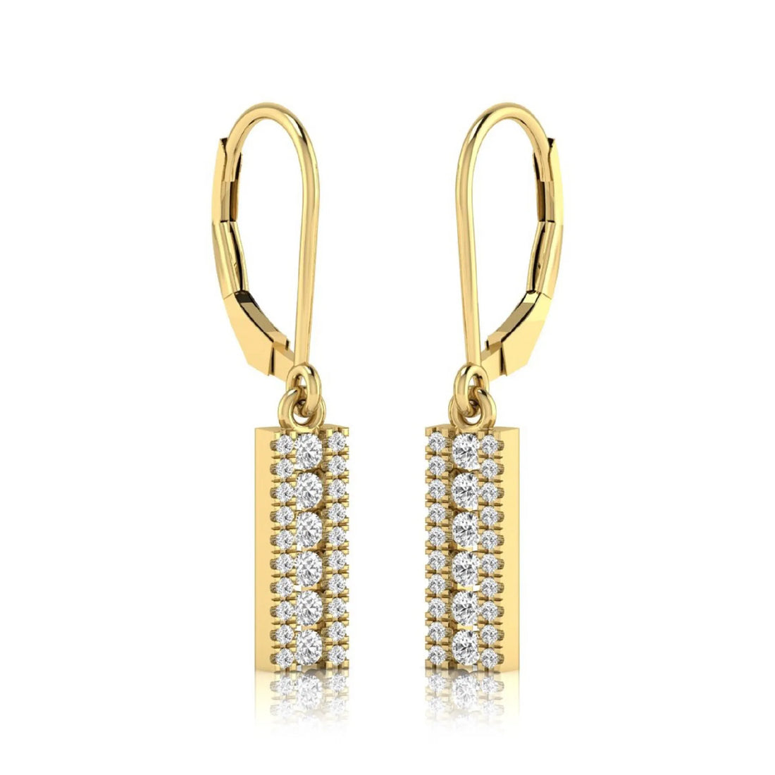 OctaPearl Round Lab Grown Diamond Vertical Bar Drop Earrings