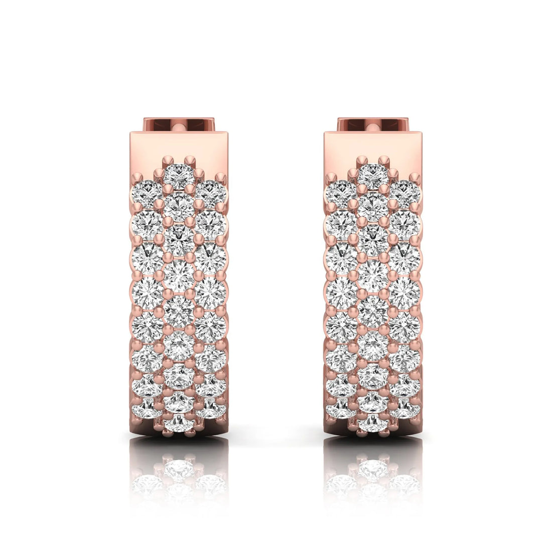 OctaPearl Round Multi-Row Lab Grown Diamond Hoop Earrings