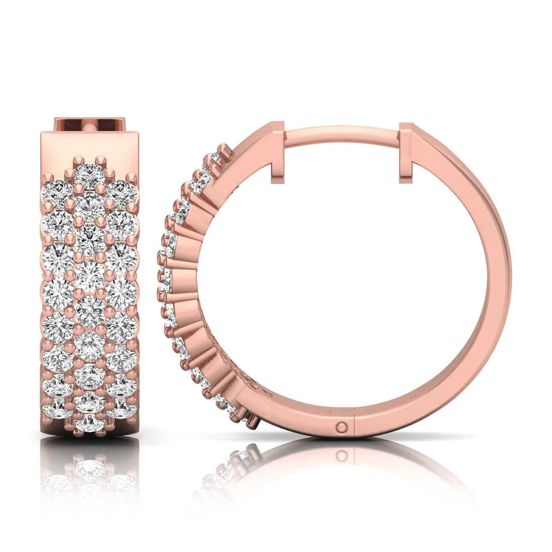 OctaPearl Round Multi-Row Lab Grown Diamond Hoop Earrings
