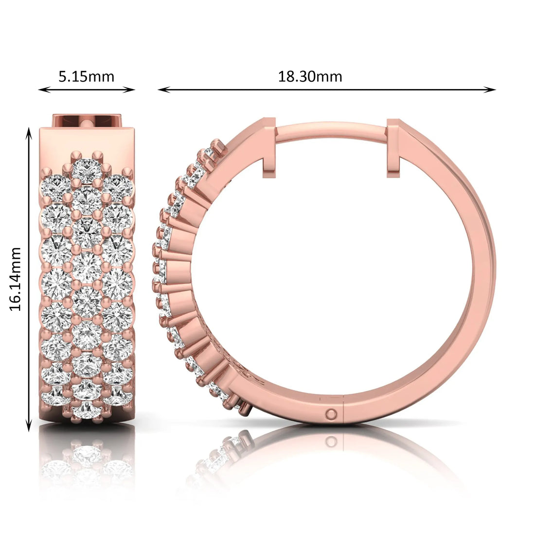 OctaPearl Round Multi-Row Lab Grown Diamond Hoop Earrings