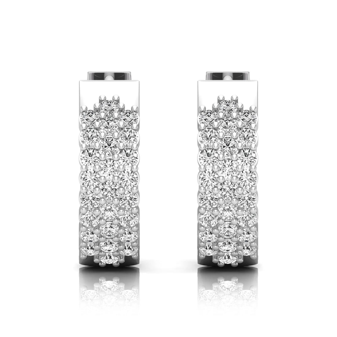 OctaPearl Round Multi-Row Lab Grown Diamond Hoop Earrings