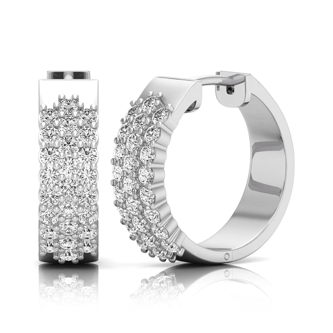 OctaPearl Round Multi-Row Lab Grown Diamond Hoop Earrings