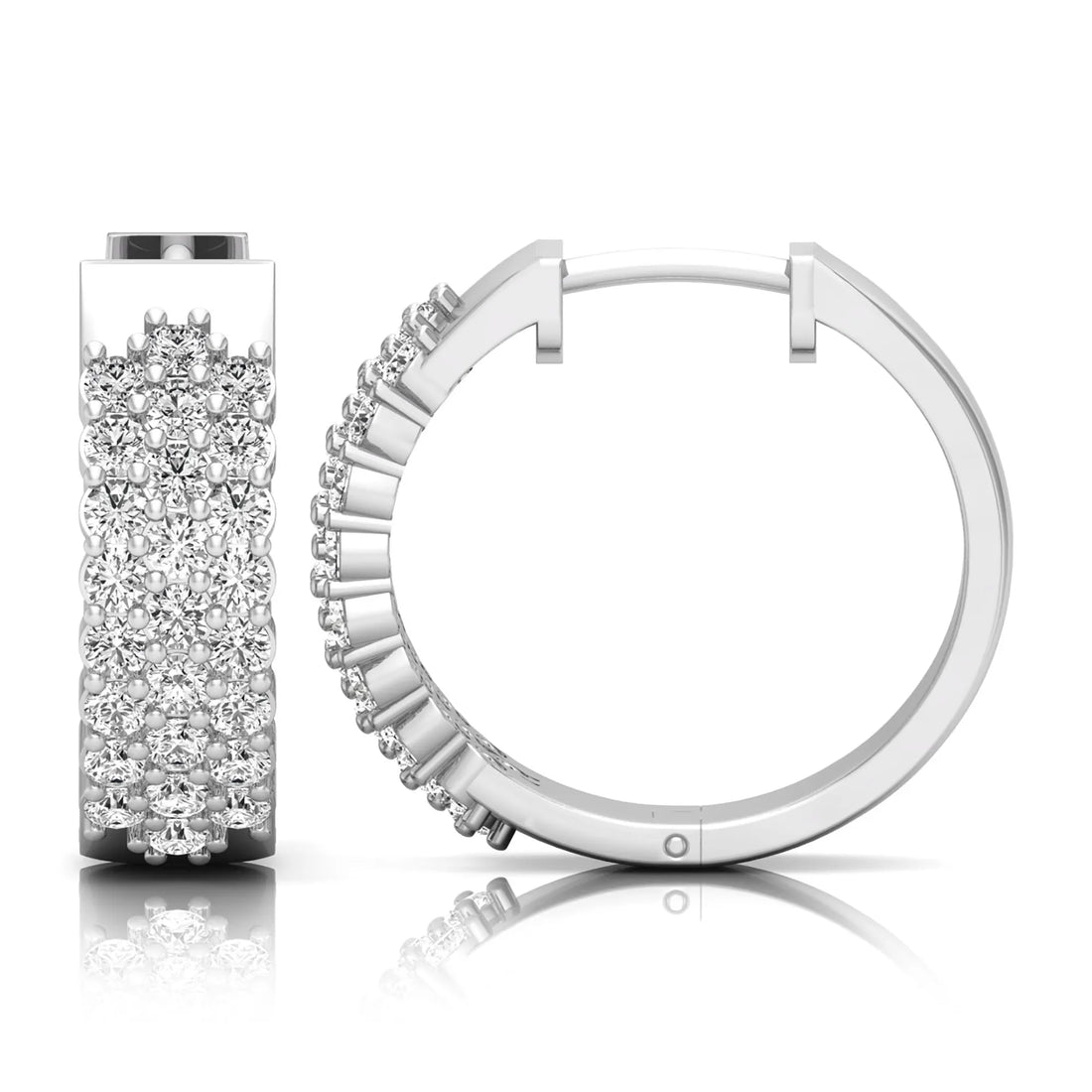 OctaPearl Round Multi-Row Lab Grown Diamond Hoop Earrings