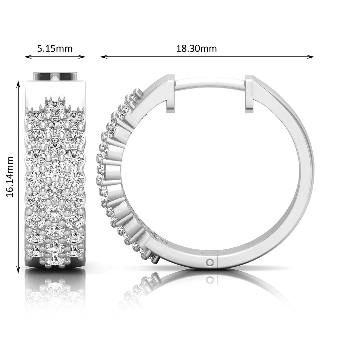 OctaPearl Round Multi-Row Lab Grown Diamond Hoop Earrings