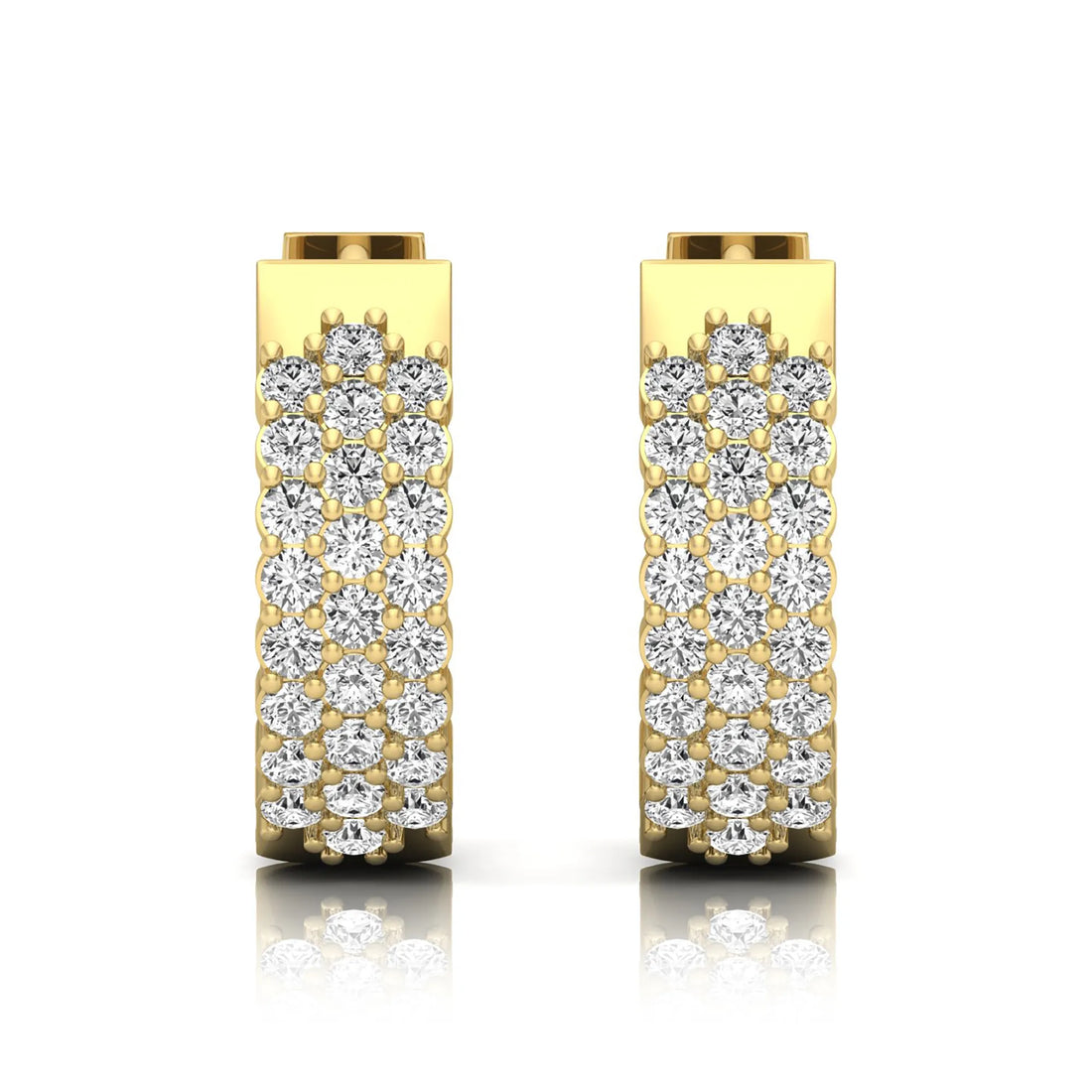 OctaPearl Round Multi-Row Lab Grown Diamond Hoop Earrings