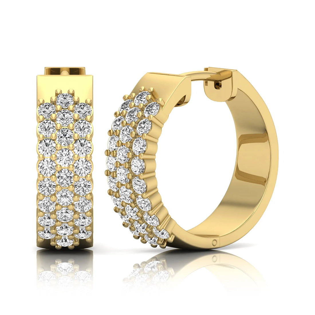 OctaPearl Round Multi-Row Lab Grown Diamond Hoop Earrings