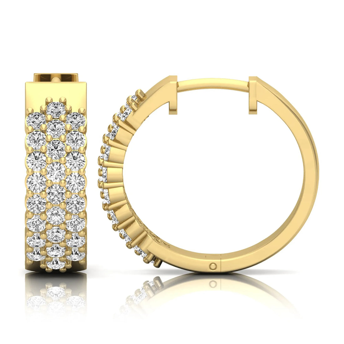 OctaPearl Round Multi-Row Lab Grown Diamond Hoop Earrings