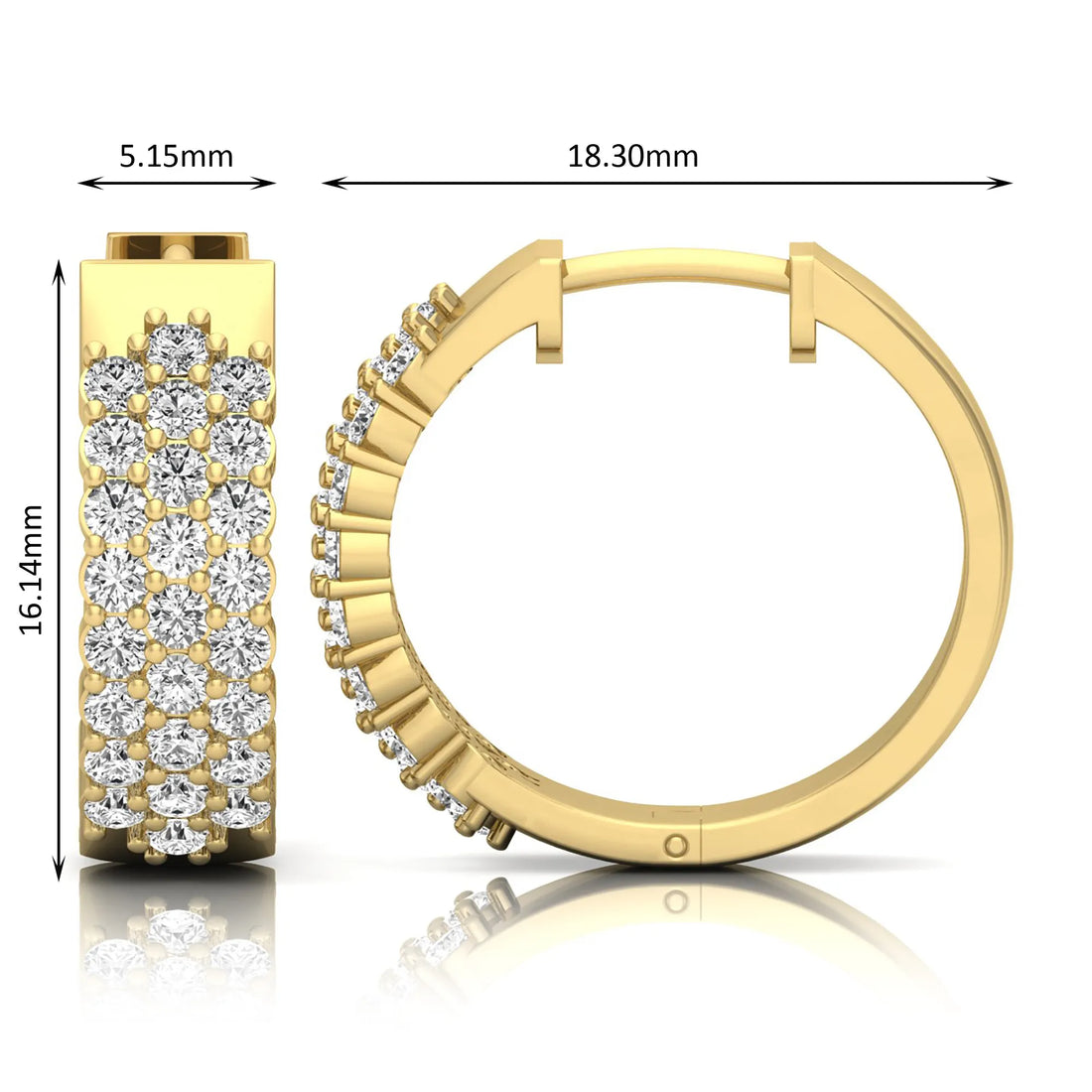 OctaPearl Round Multi-Row Lab Grown Diamond Hoop Earrings