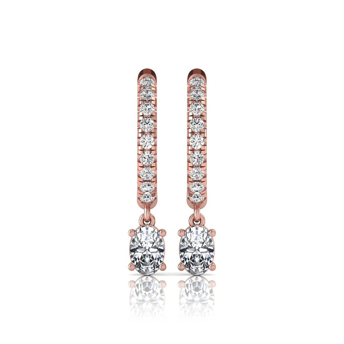 OctaPearl Round & Oval Drop Lab Grown Diamond Huggie Hoop Earrings