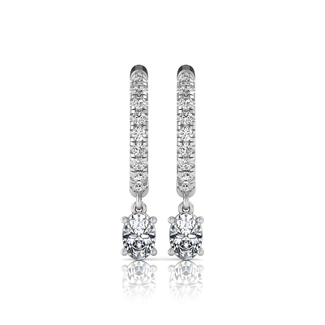 OctaPearl Round & Oval Drop Lab Grown Diamond Huggie Hoop Earrings
