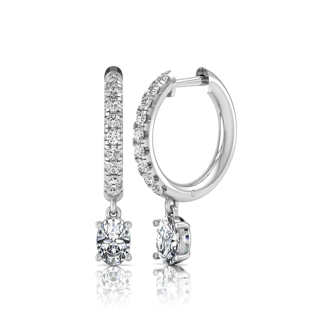 OctaPearl Round & Oval Drop Lab Grown Diamond Huggie Hoop Earrings