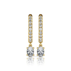 OctaPearl Round & Oval Drop Lab Grown Diamond Huggie Hoop Earrings - alternate view